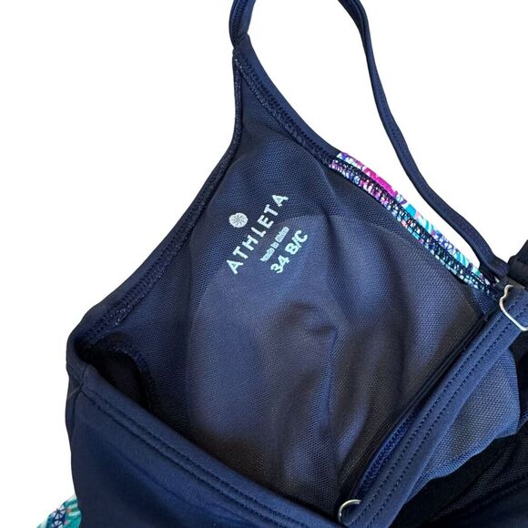 Athleta Swim Fiji Blousy Tankini Top Size 34 B/C Navy Multi - Picture 6 of 6